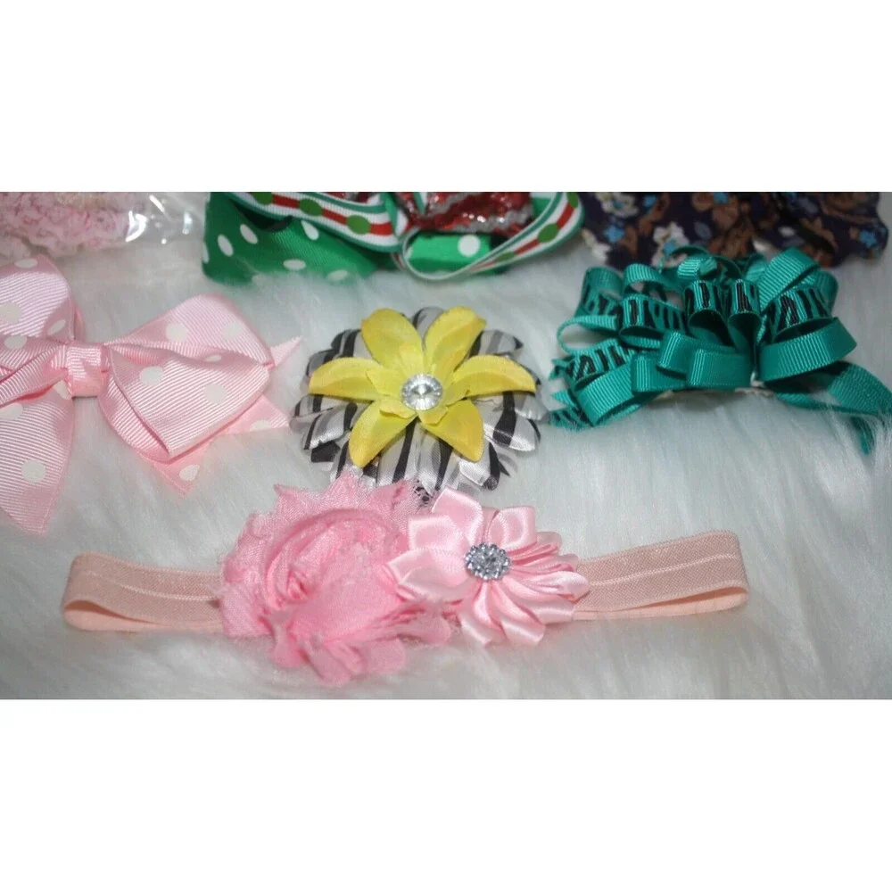 Lot of 7 Girls Hair Accessories Headbands Bows Colorful NIP